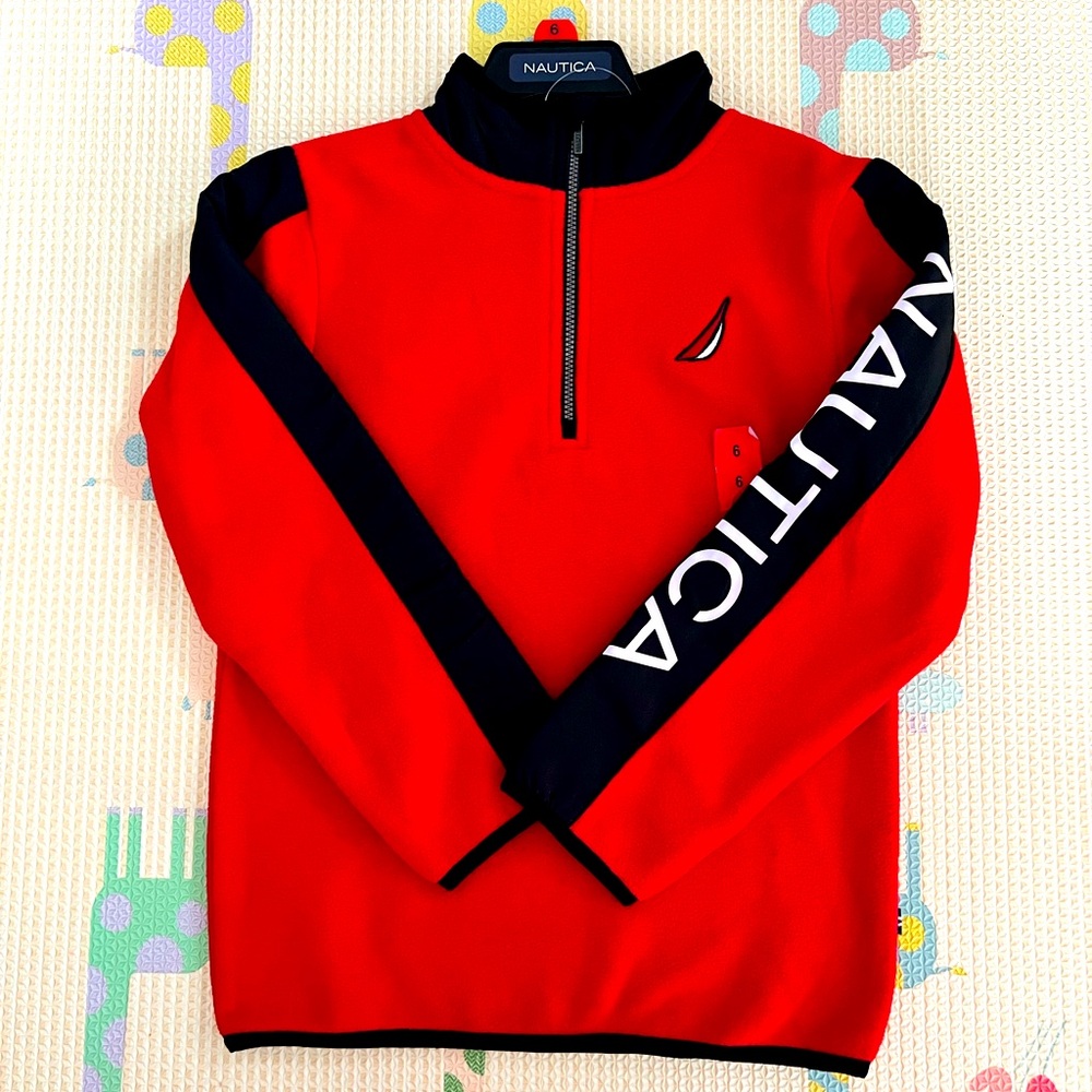 Nautica Boys’ Fleece Quarter Zip  Pullover Sweater, NWT,  Size 6